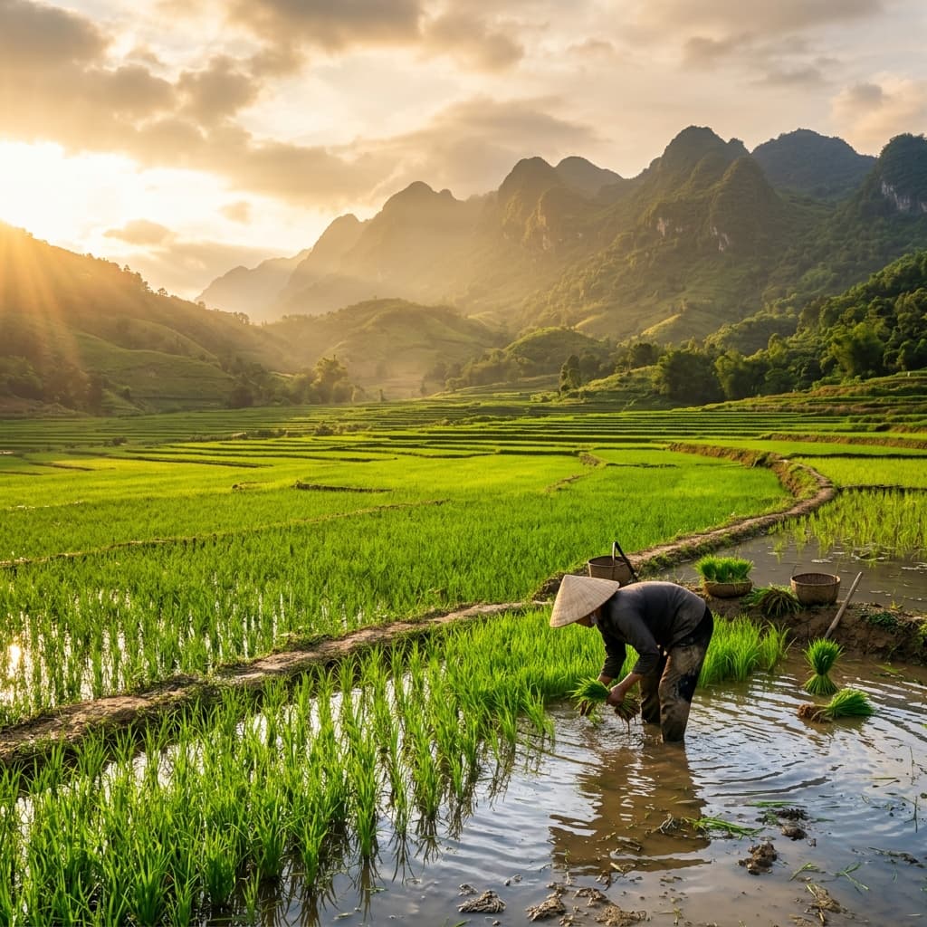 Cánh đồng xanh mướt